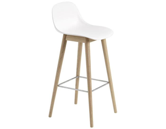 fiber stool with backrest and wood base – thumbnail image #1