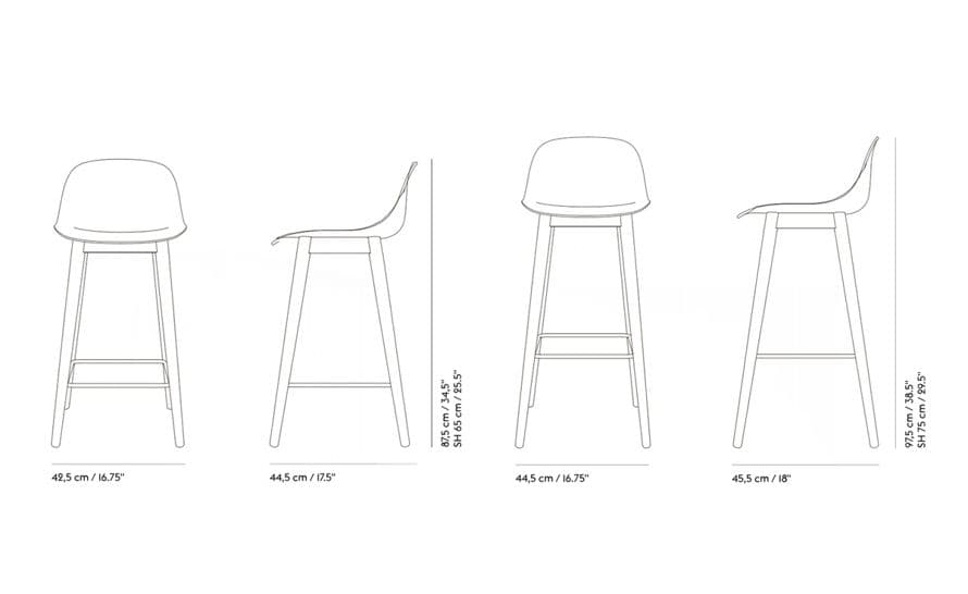fiber stool with backrest and wood base – thumbnail image #6
