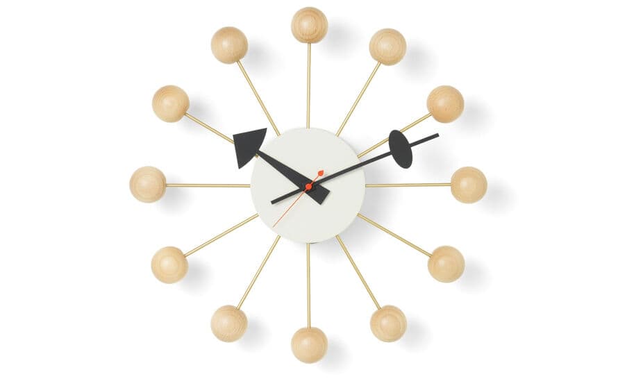 george nelson ball clock in natural beech – thumbnail image #1