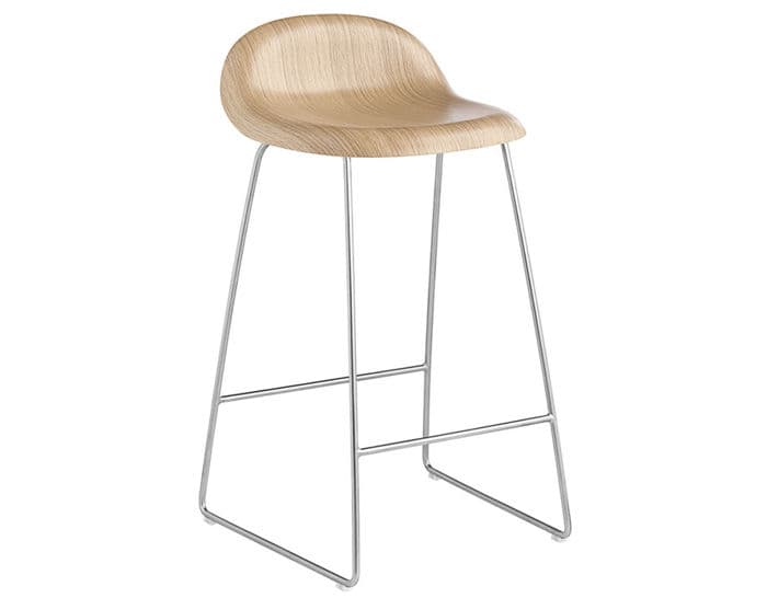 gubi 3d sled base wood stool – thumbnail image #2