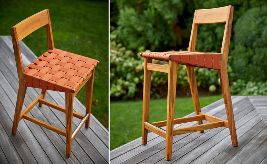 jens risom outdoor stool with wood back – thumbnail image #2