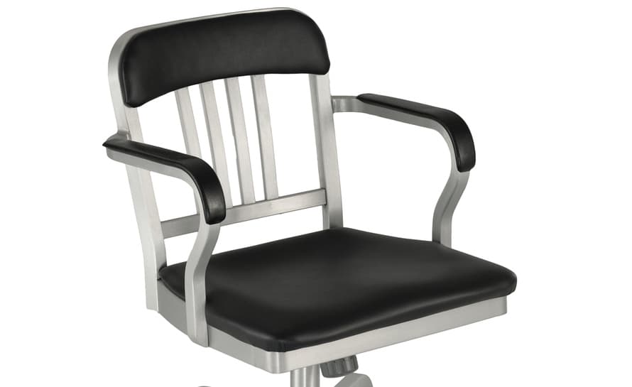 emeco navy semi-upholstered swivel armchair – thumbnail image #2