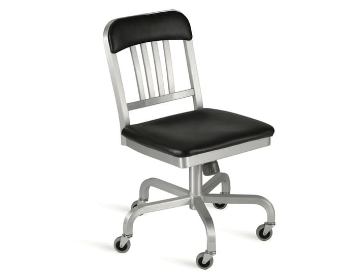 emeco navy semi-upholstered swivel side chair – thumbnail image #1