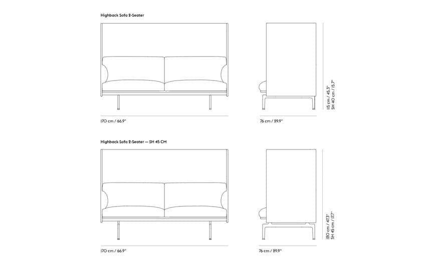 outline highback sofa 2 seater – thumbnail image #27