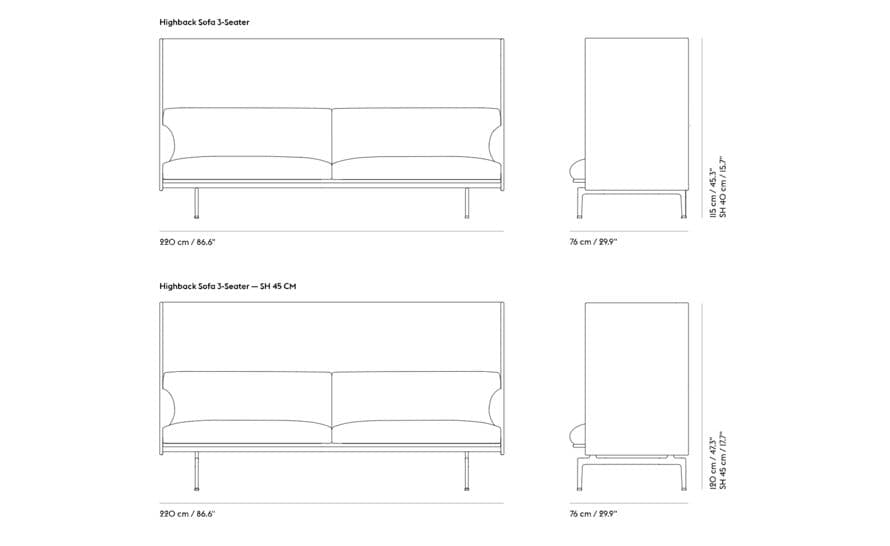 outline highback sofa 3 seater – thumbnail image #24