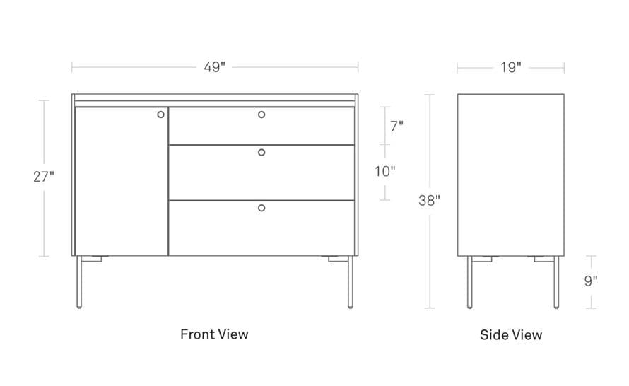 peek 1 door / 3 drawer credenza – thumbnail image #12