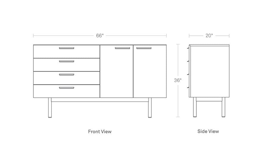 shale 4 drawer / 2 door credenza – thumbnail image #6