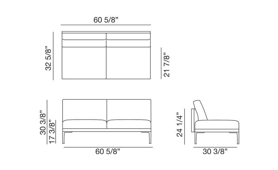 steeve two seat sofa without arms – thumbnail image #2