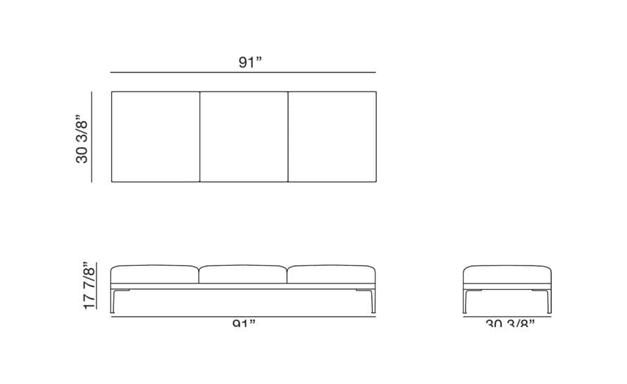 steeve three seat bench – thumbnail image #3