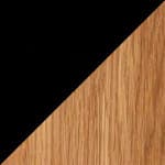 black linoleum top / oak base, dark oil + two black linoleum leaves