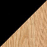 black linoleum top / oak base, clear oil + two black linoleum leaves