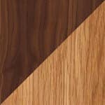 walnut top / oak base, dark oil + two walnut leaves