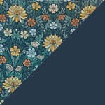 moon flower - blue / ink-ochre