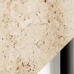 neutral white travertine / polished steel base