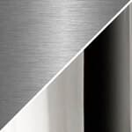 spun brushed stainless steel top / polished stainless steel base