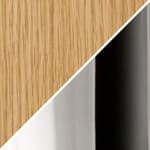 18" diameter / oak top - blonde M71 finish / polished stainless steel base