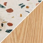 small circle - light terrazzo top / natural oak base