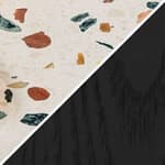 small circle - light terrazzo top / black oak base