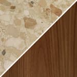 stone top - kunis breccia / walnut base - natural