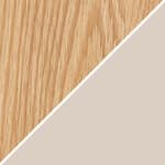 lacquered oak veneer top / off-white base