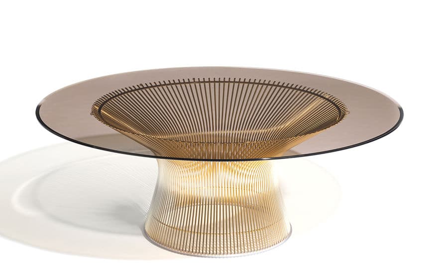 platner gold plated coffee table 42.25" dia. – thumbnail image #1