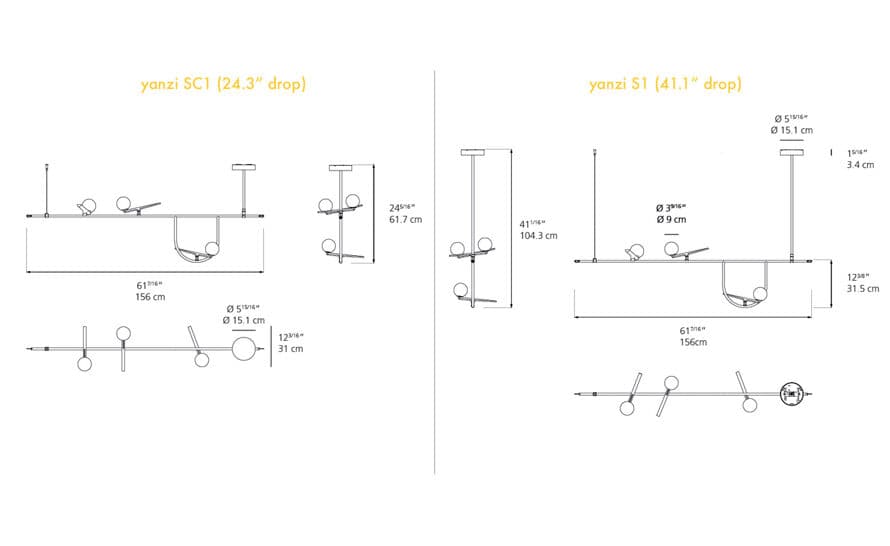yanzi linear suspension lamp – thumbnail image #3