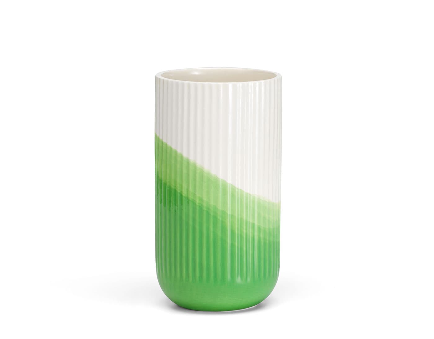herringbone vessels / vase / ribbed / green