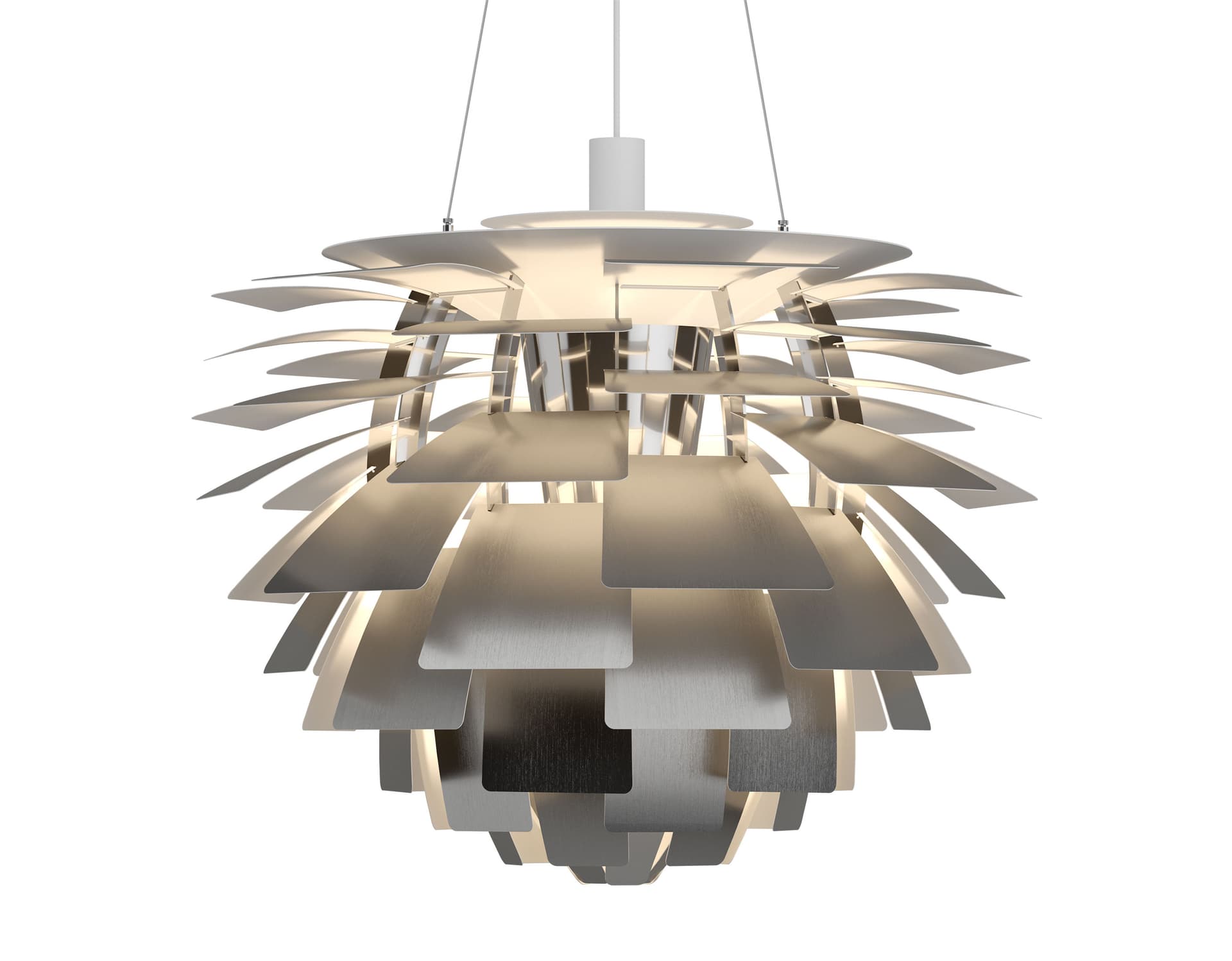 ph artichoke pendant lamp / large / 28.3" dia. / brushed stainless steel / 3000K