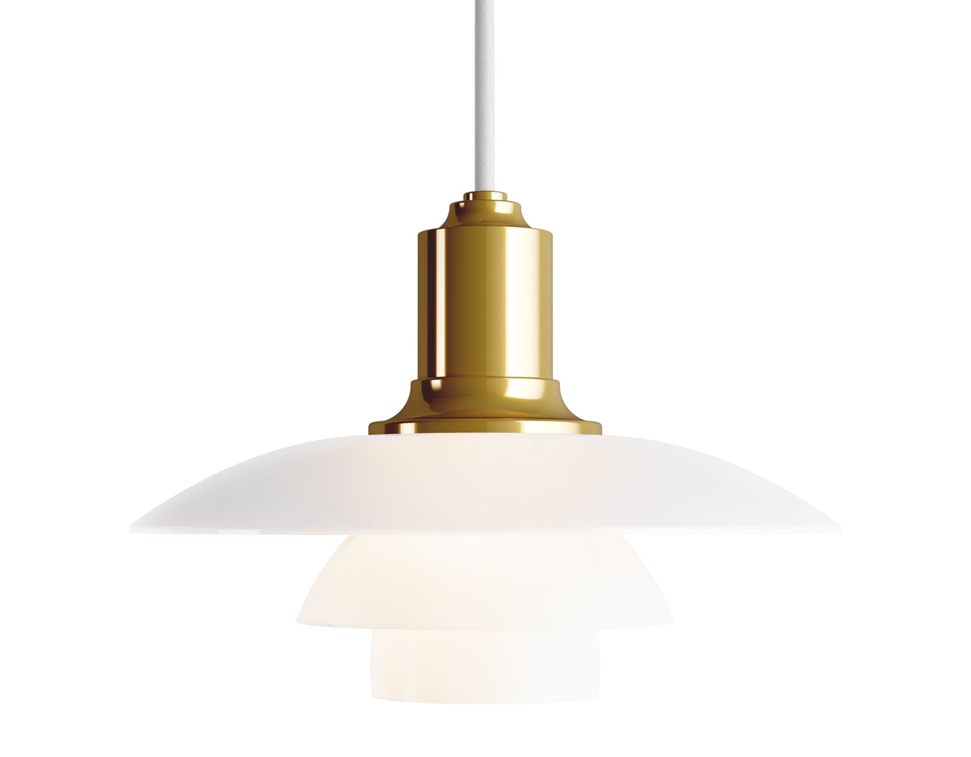 ph 2/1 pendant lamp / brass metalized / opal glass