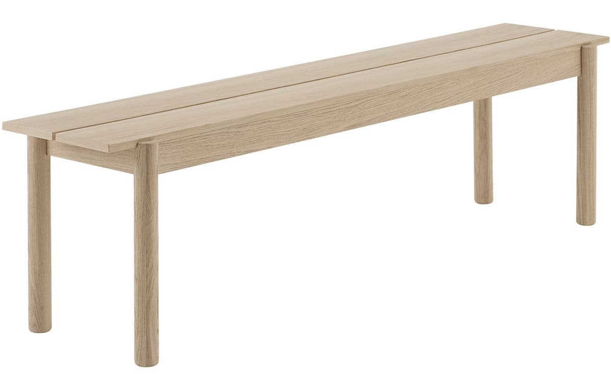 linear wood bench / long / oak