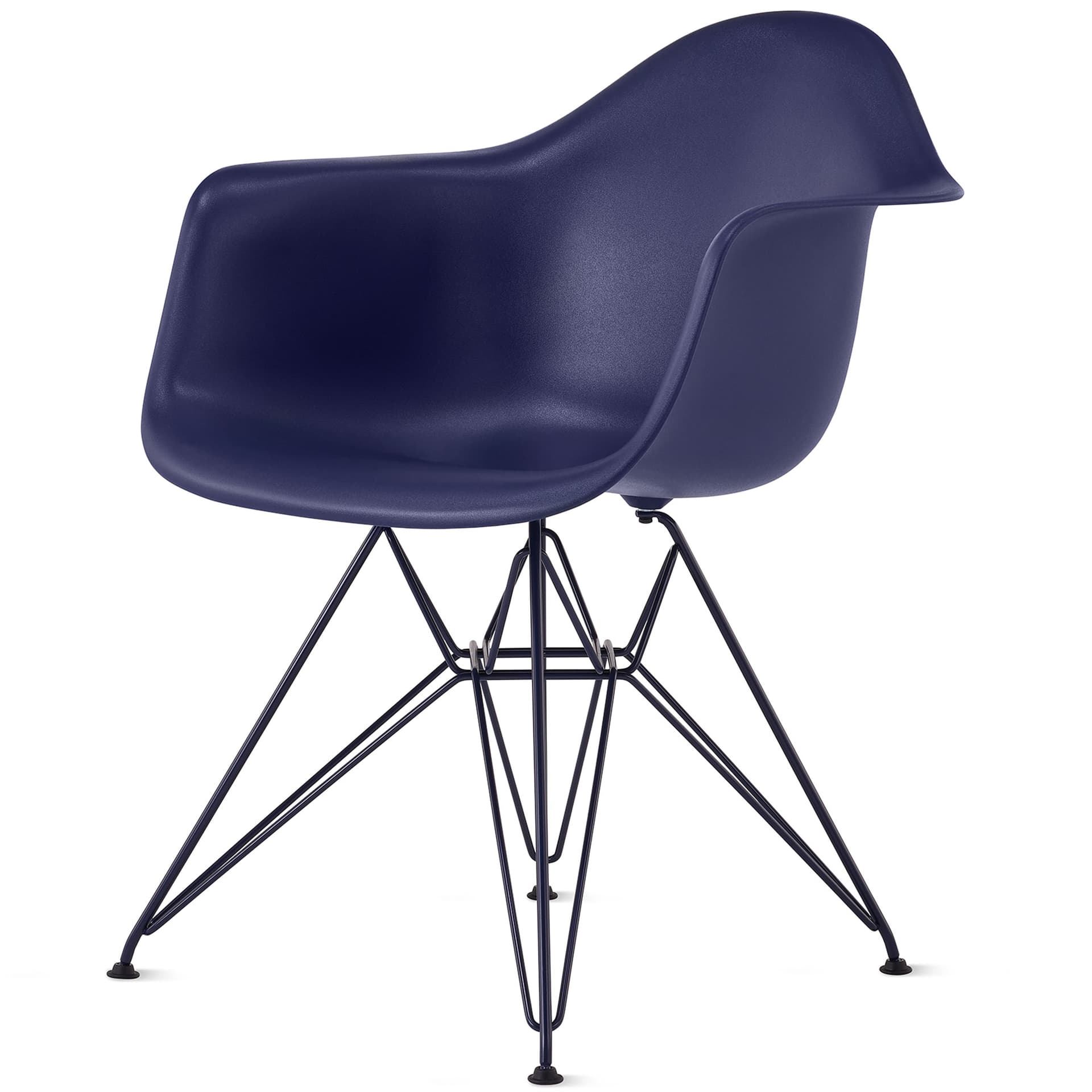 eames molded plastic armchair, herman miller x hay / black blue