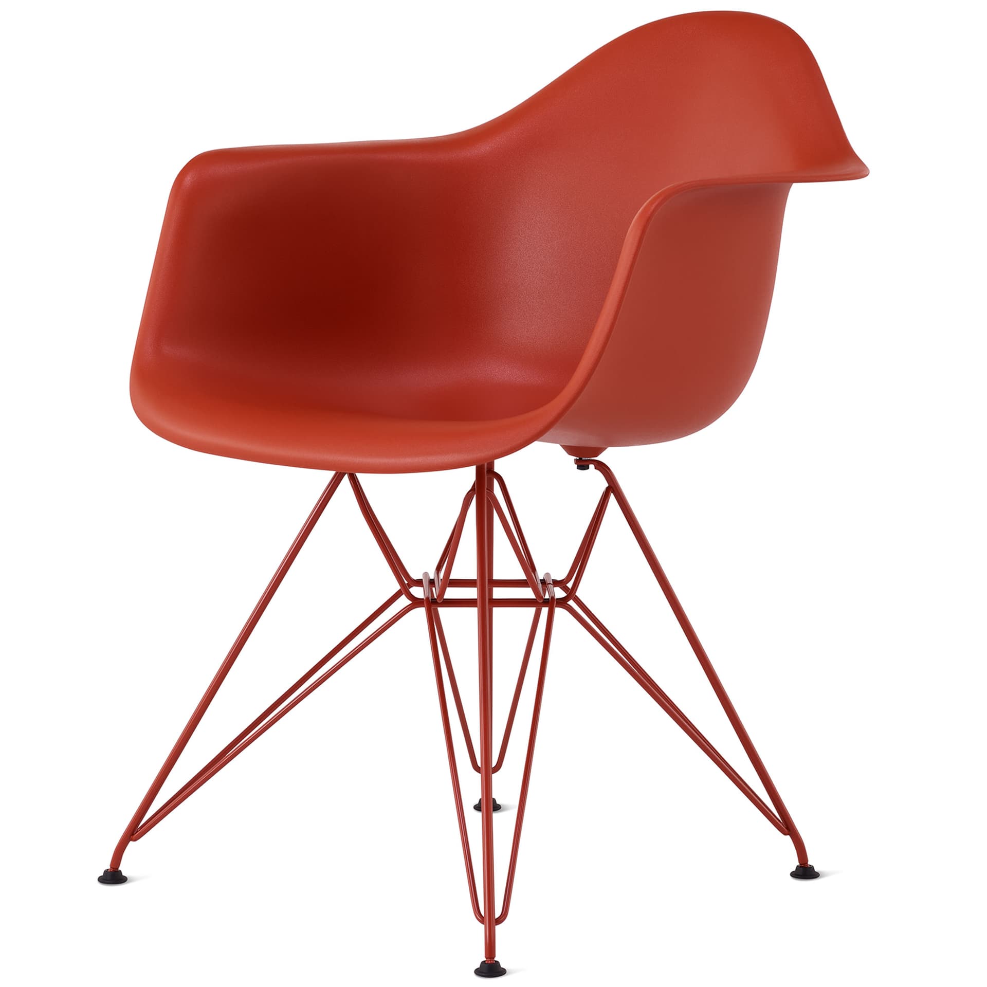 eames molded plastic armchair, herman miller x hay / iron red