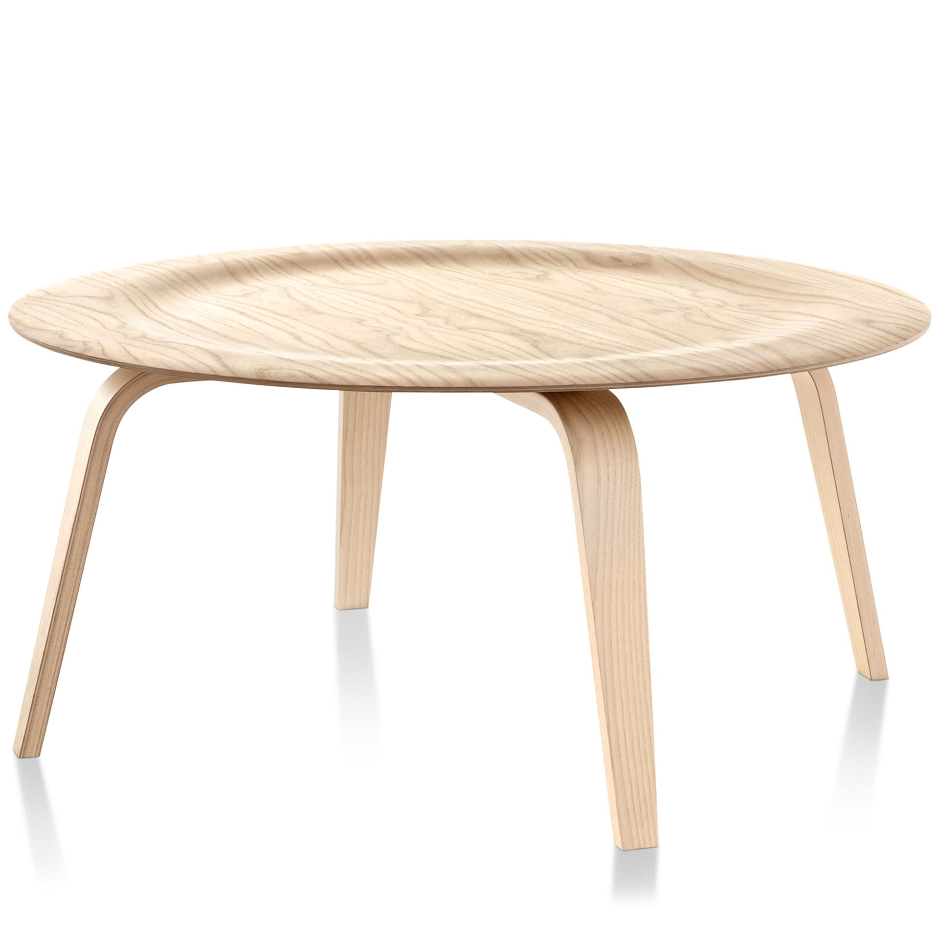 eames molded plywood coffee table with wood base / white ash