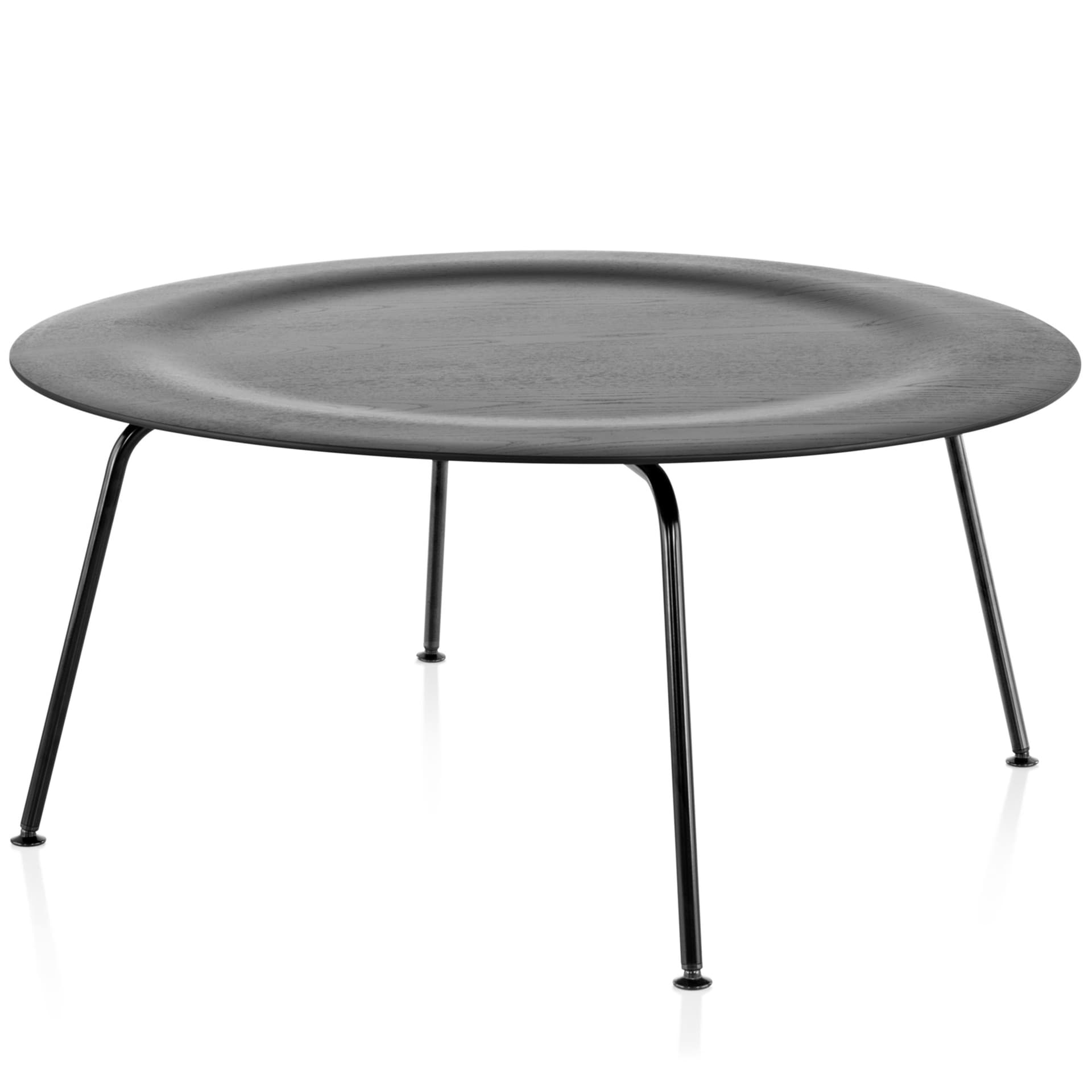eames molded plywood coffee table with metal base / ebony top / black legs