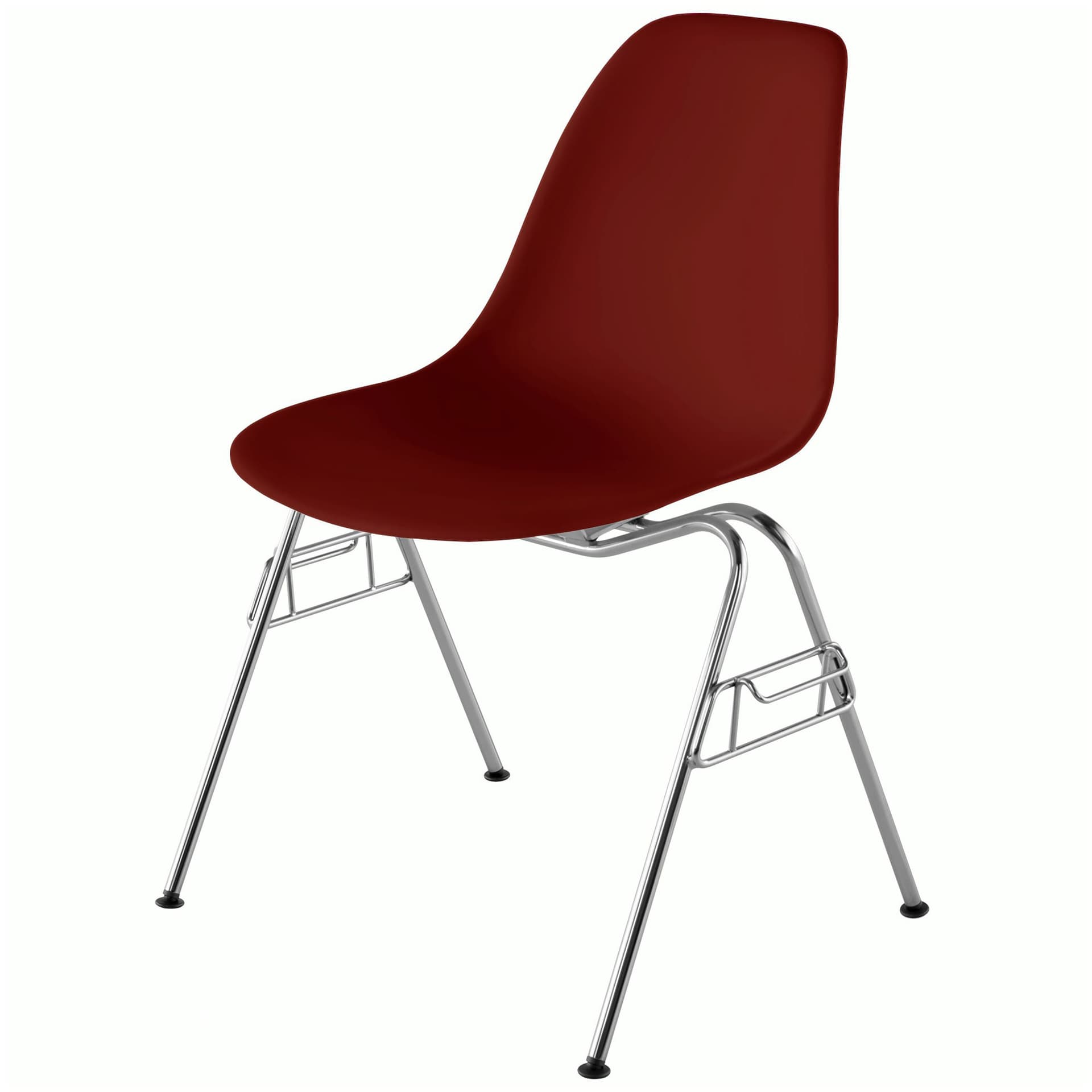 eames molded plastic side chair with stacking base / brick red shell / standard glides