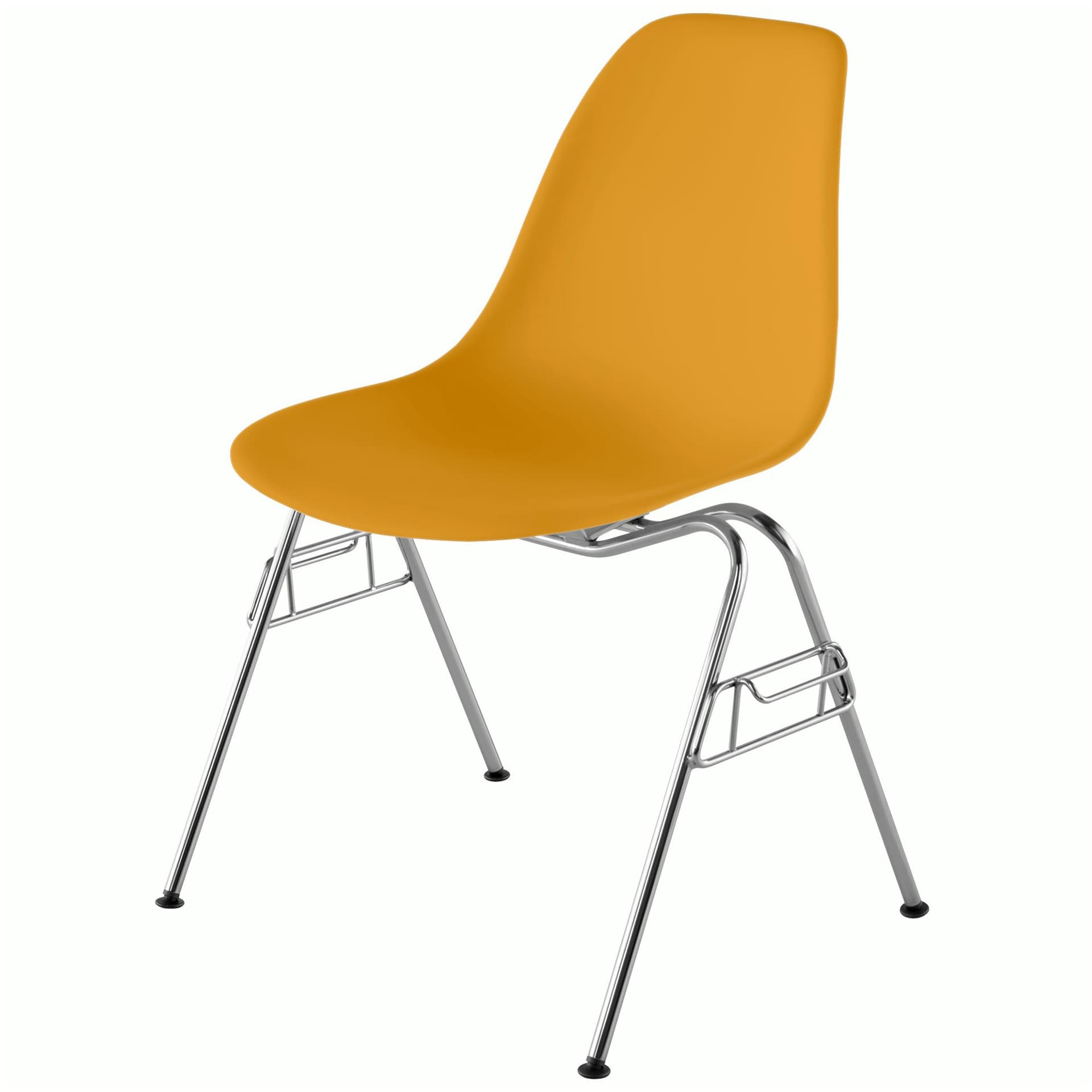 eames molded plastic side chair with stacking base / deep yellow shell / standard glides