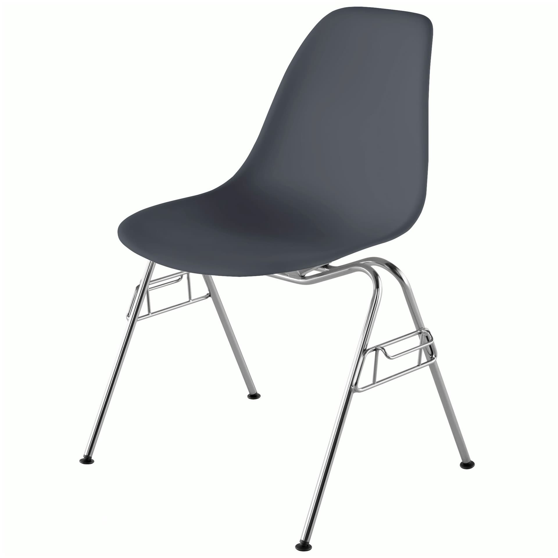 eames molded plastic side chair with stacking base / medium grey shell / standard glides