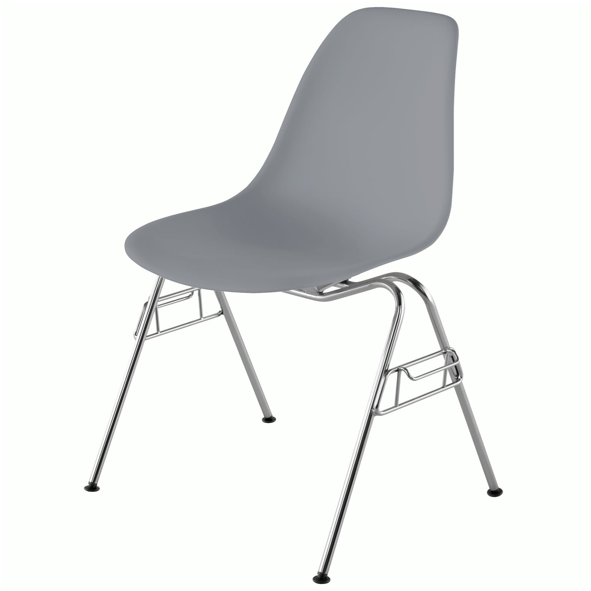 eames molded plastic side chair with stacking base / light grey shell / standard glides