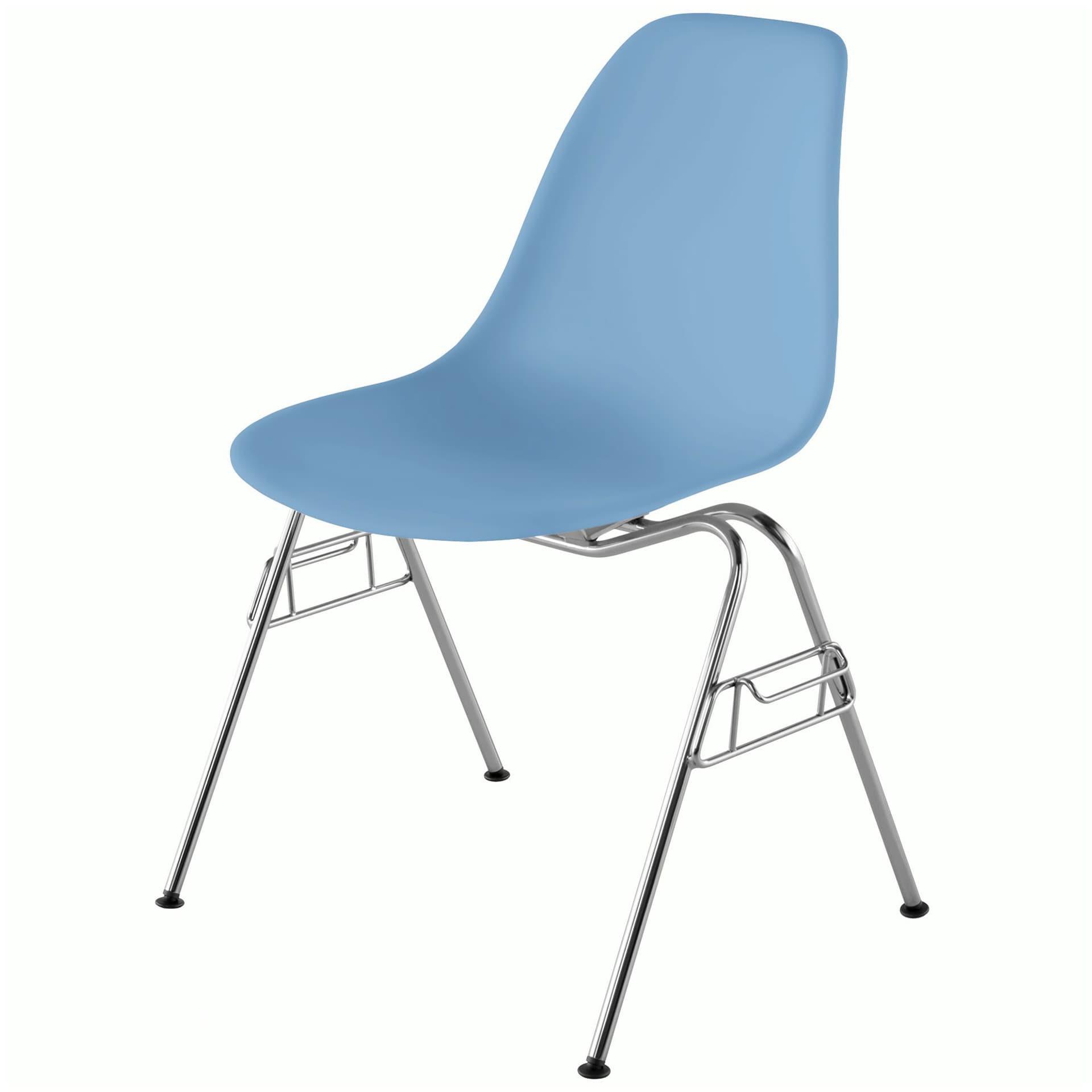 eames molded plastic side chair with stacking base / pale blue shell / standard glides