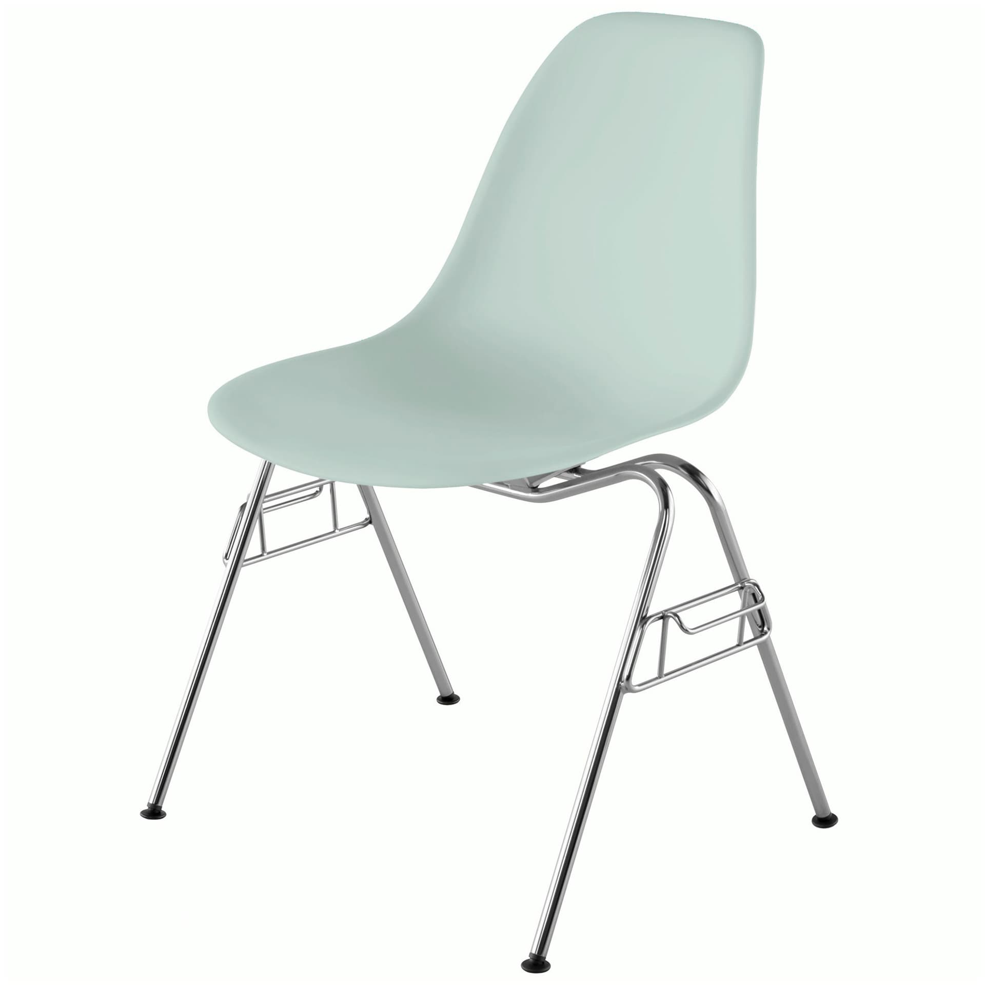 eames molded plastic side chair with stacking base / grey green shell / standard glides