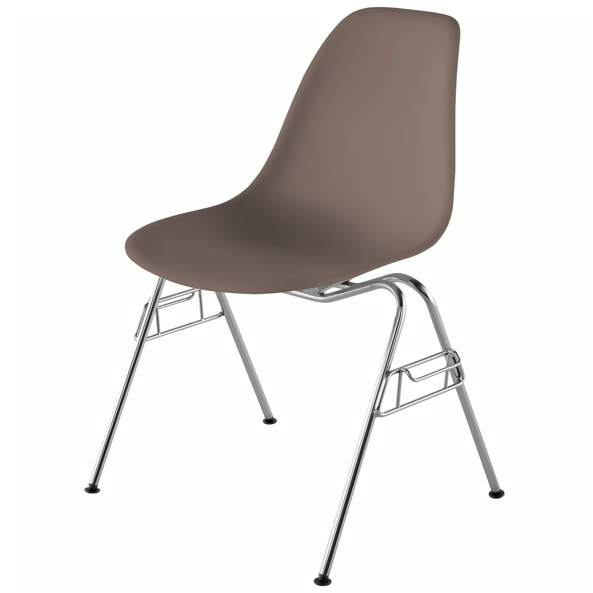 eames molded plastic side chair with stacking base / cocoa shell / standard glides