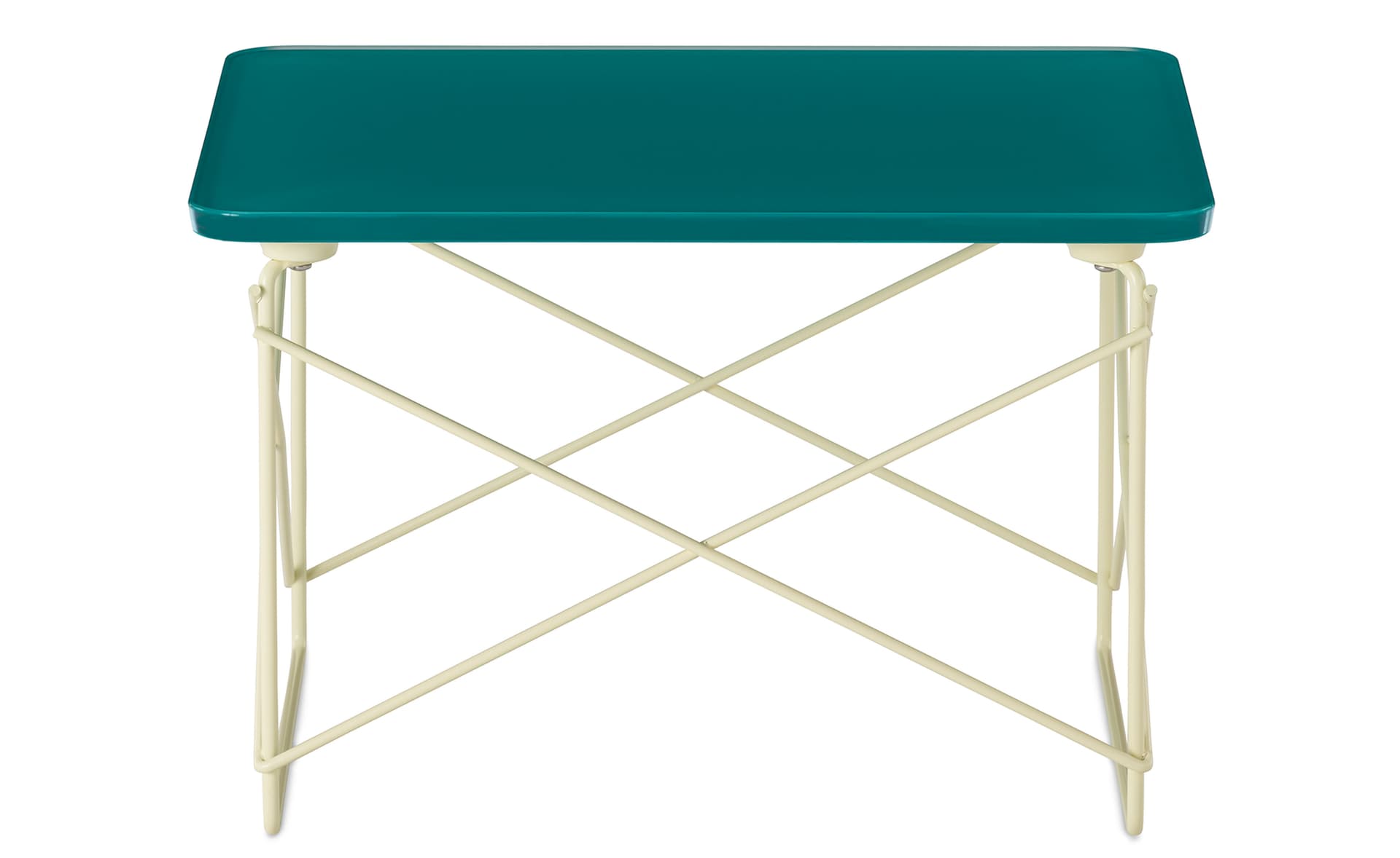 eames wire base low table, herman miller x hay / mint green top / powder yellow base