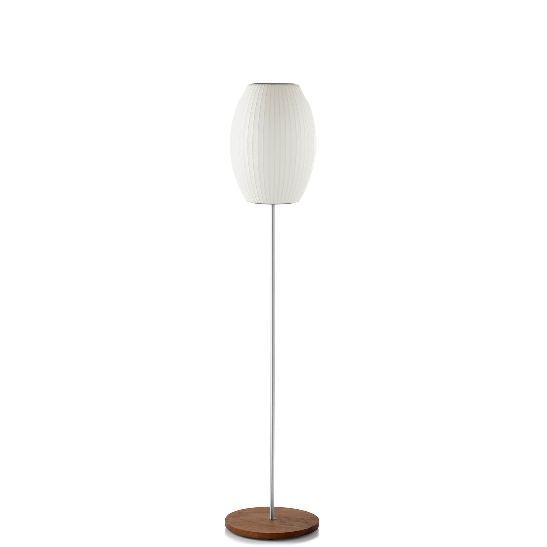 nelson cigar bubble floor lamp on lotus stand / small / walnut base