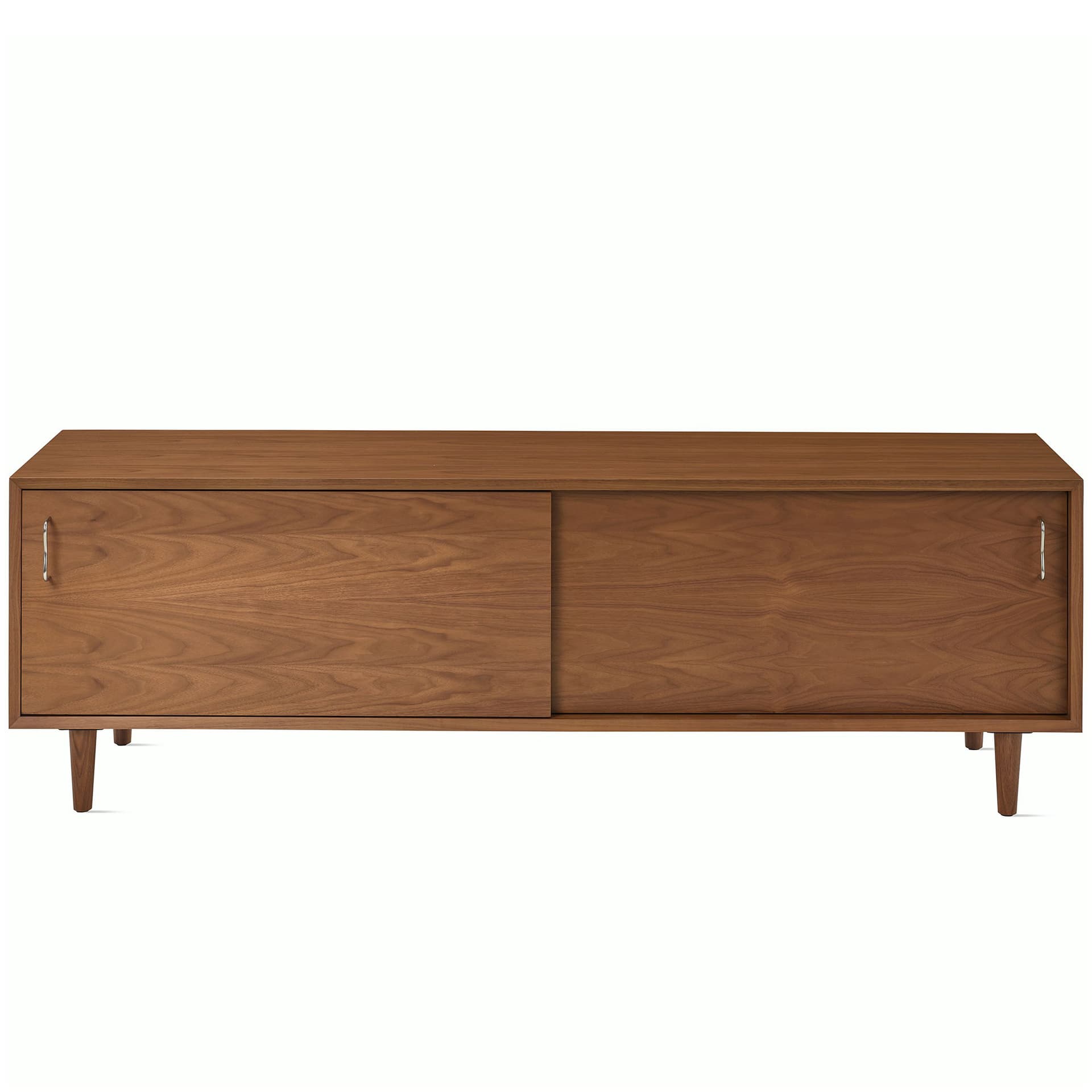 Nelson Basic Cabinet Series Media Unit / tapered legs / aluminum wavy pulls / walnut finish