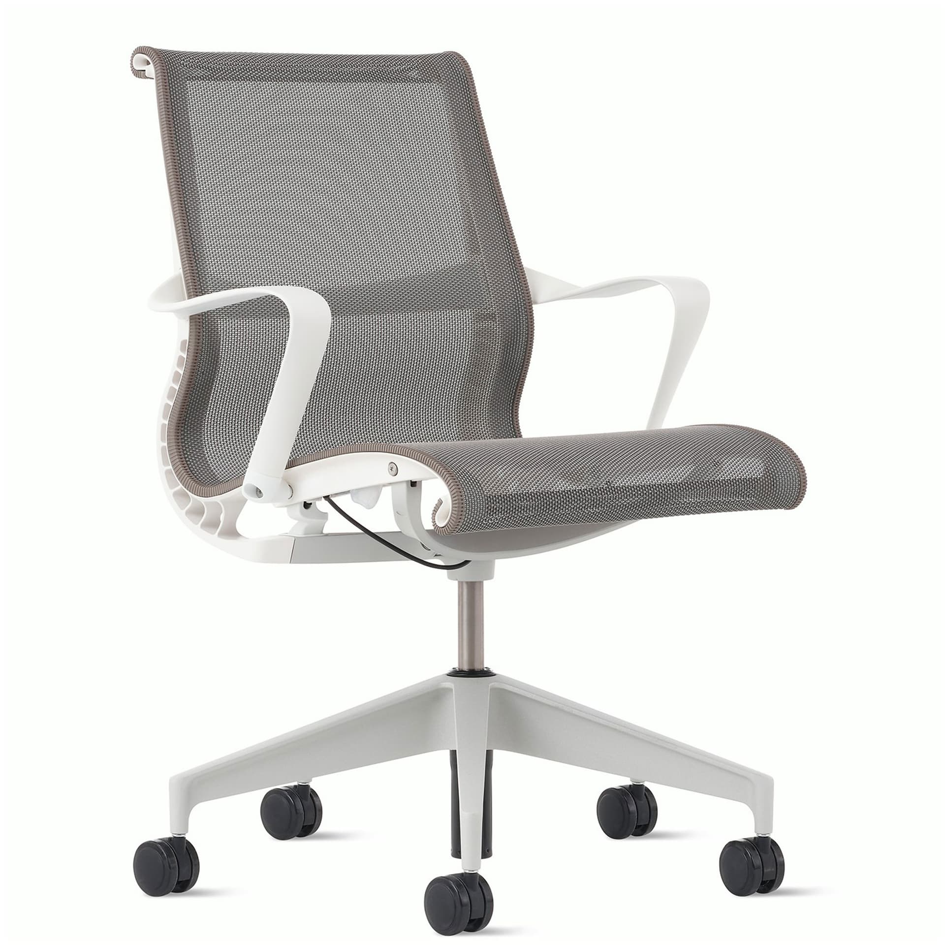 setu chair by Herman Miller / cocoa intercept mesh / white frame / silver-alloy base