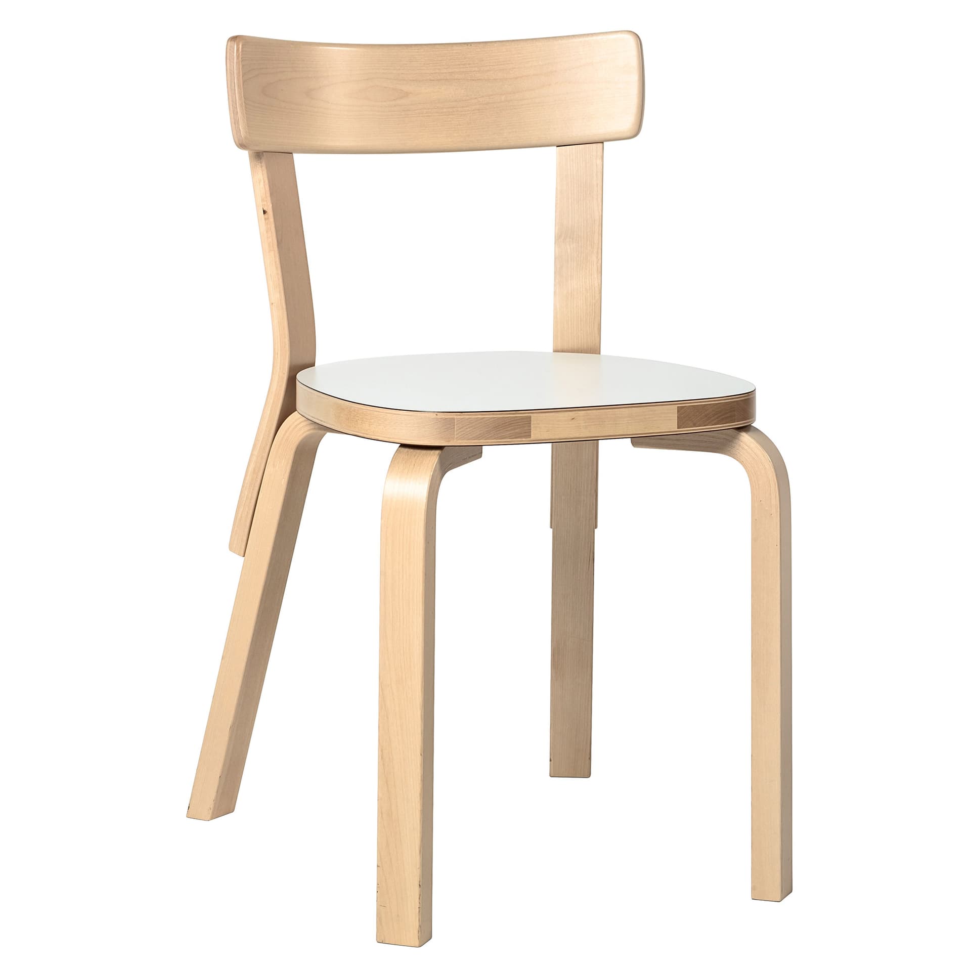 ships flat-packed (assembly required) / standard (no added glides) / non-upholstered seat / HPL - white seat / birch backrest / natural birch