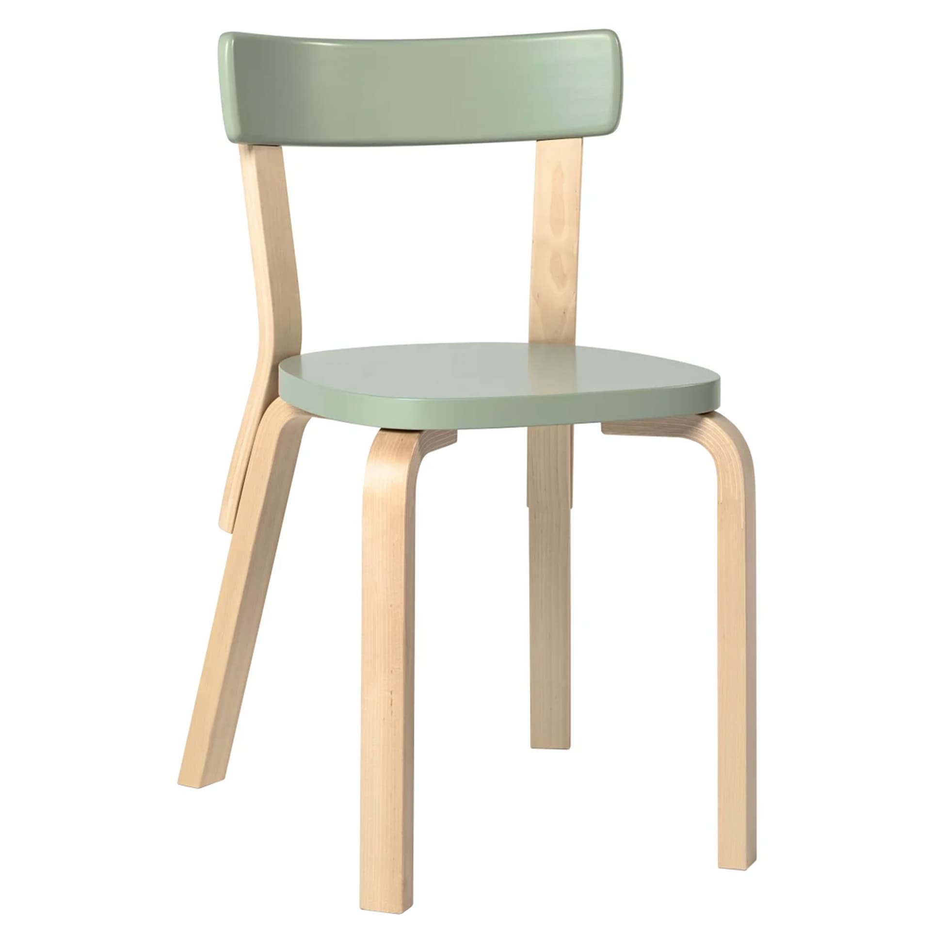 ships flat-packed (assembly required) / standard (no added glides) / non-upholstered seat / lacquered - green / natural birch