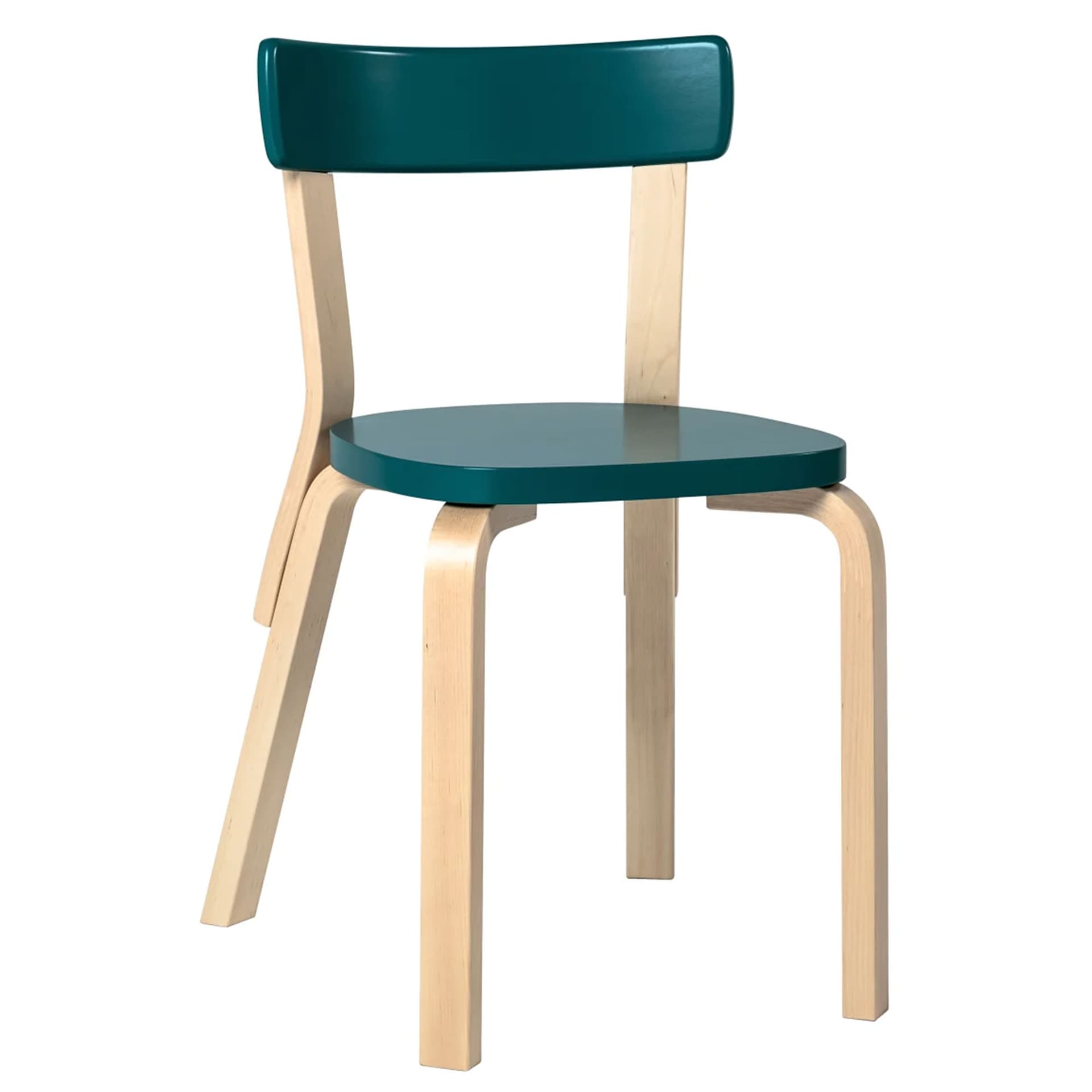 ships flat-packed (assembly required) / standard (no added glides) / non-upholstered seat / lacquered - petrol / natural birch