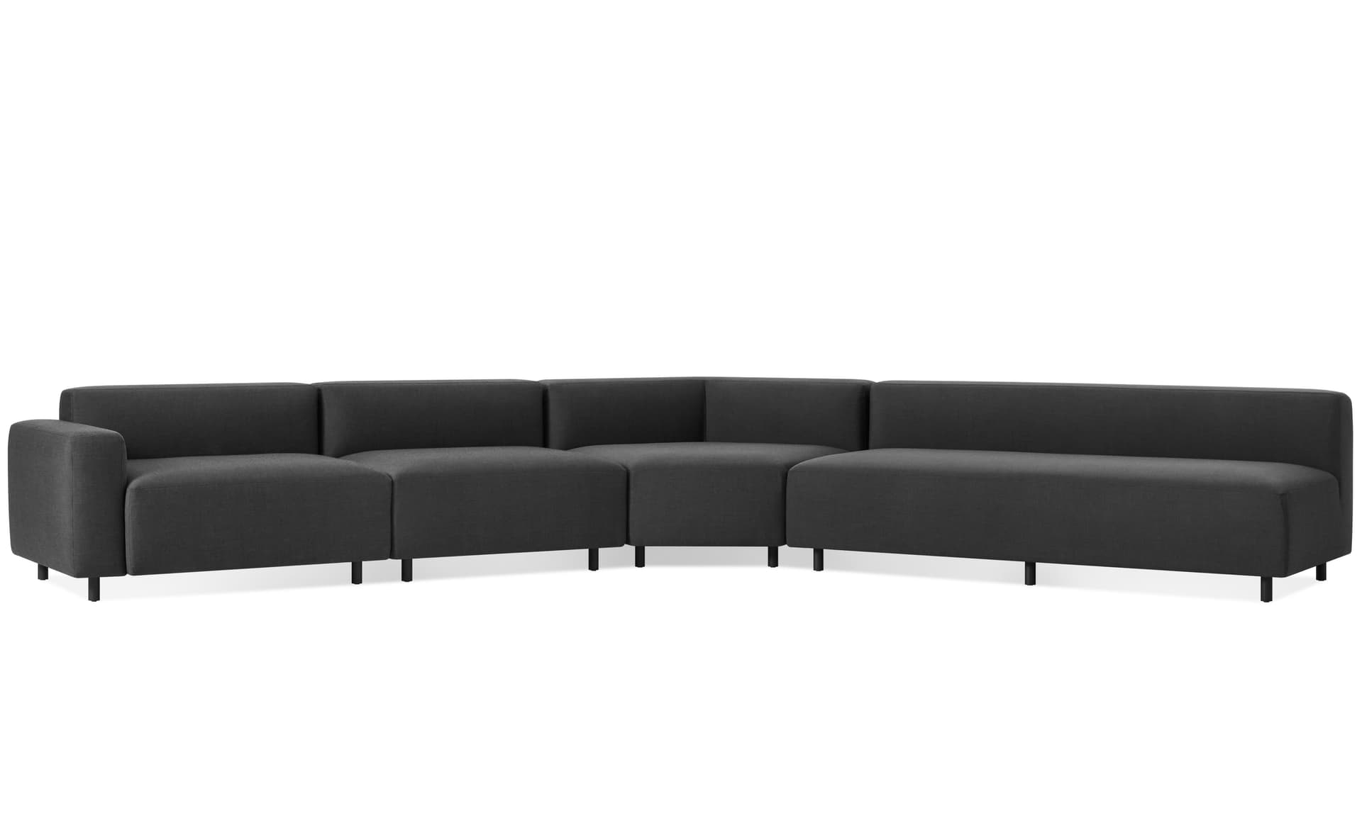 9 yard outdoor angled sectional sofa / large / left arm / sunbrella coal