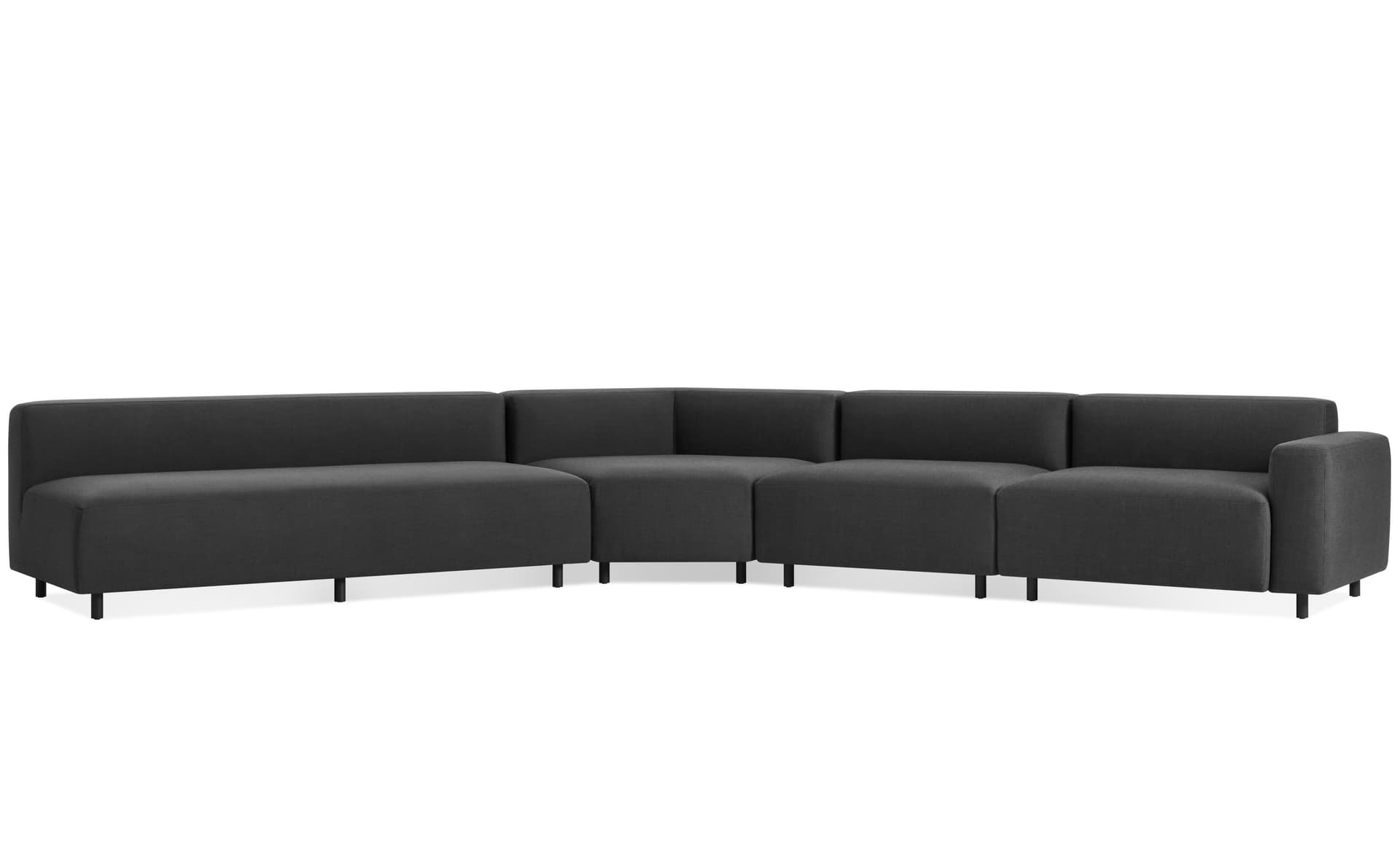 9 yard outdoor angled sectional sofa / large / right arm / sunbrella coal